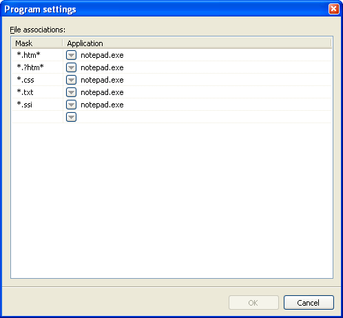 The program settings dialog.