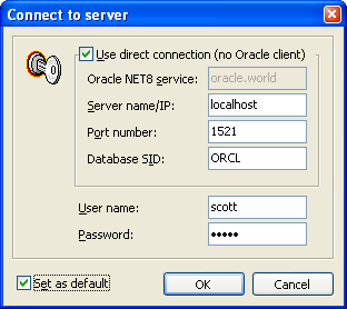 The Connect to server dialog.